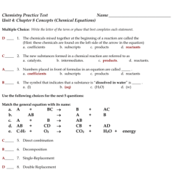 Chemistry unit 1 review answer key