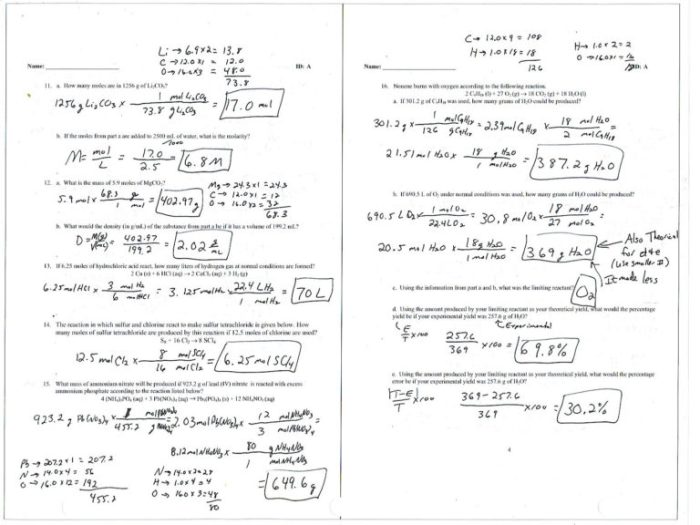 Chemistry unit 1 review answer key