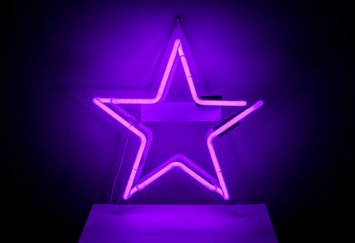 Neon purple star aesthetic signs kemplondon lights wallpaper prop dark mounted acrylic panel clear format bespoke