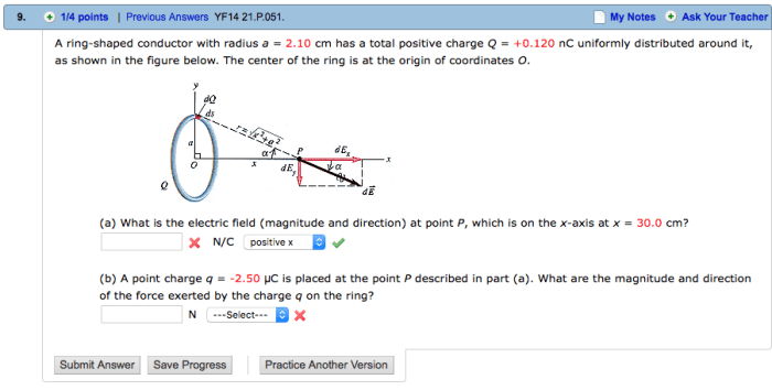 Charge is uniformly distributed around a ring of radius